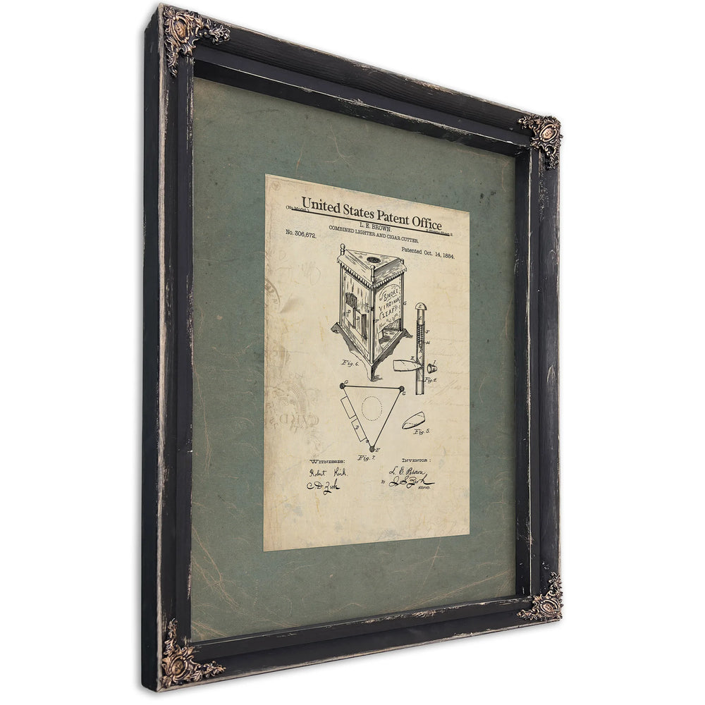 The Gentlemans Vice Patent No. 36672a — Ebony Framed Canvas Print | Bella Frye