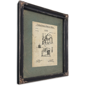 The Publicans Apparatus Stewarts Beer Pump Patent of 1877 — Ebony Framed Canvas Print | Bella Frye