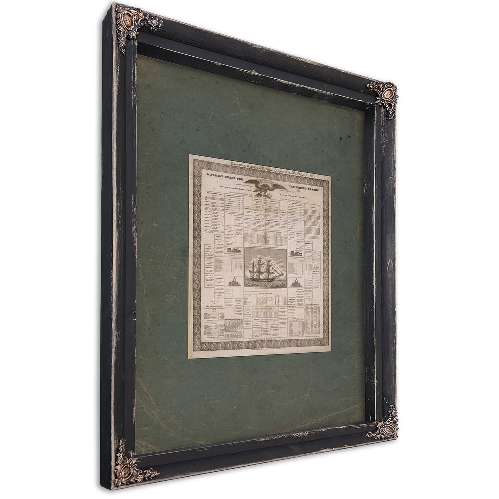 Family Chart for the United States 1835 — Ebony Framed Canvas Print | Bella Frye