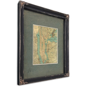 The Gilded Grid Manhattan's Veins of Commerce and Shadow — Ebony Framed Canvas Print | Bella Frye