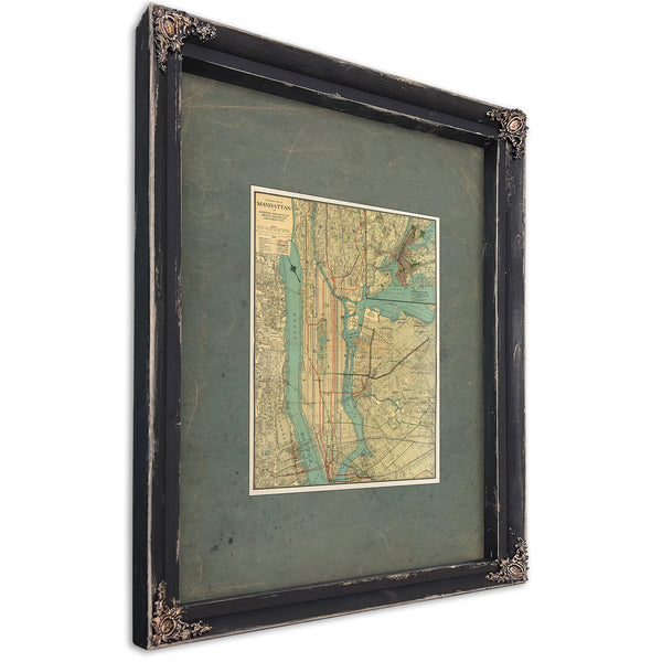 The Gilded Grid Manhattan's Veins of Commerce and Shadow — Ebony Framed Canvas Print | Bella Frye