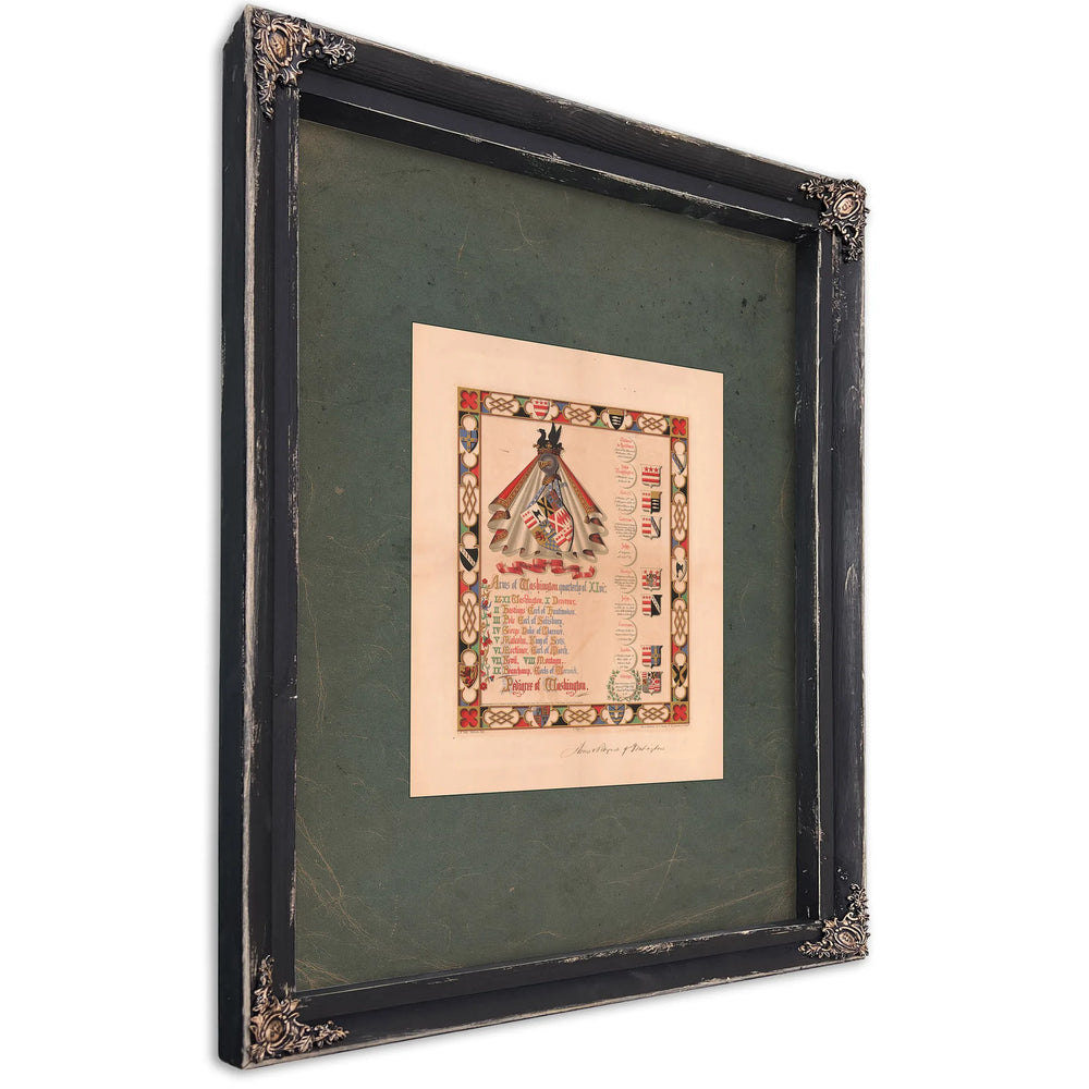 Arms of Washington and Pedigree of Washington 1858 — Ebony Framed Canvas Print | Bella Frye