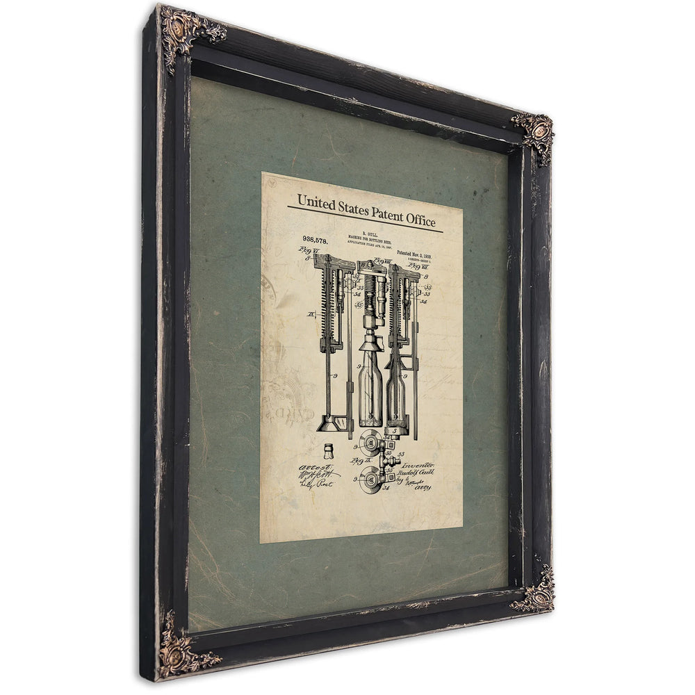 The Gull Beer Bottling Apparatus Patent Print — Ebony Framed Canvas Print | Bella Frye