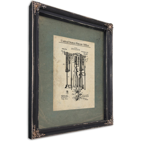 The Gull Beer Bottling Apparatus Patent Print — Ebony Framed Canvas Print | Bella Frye