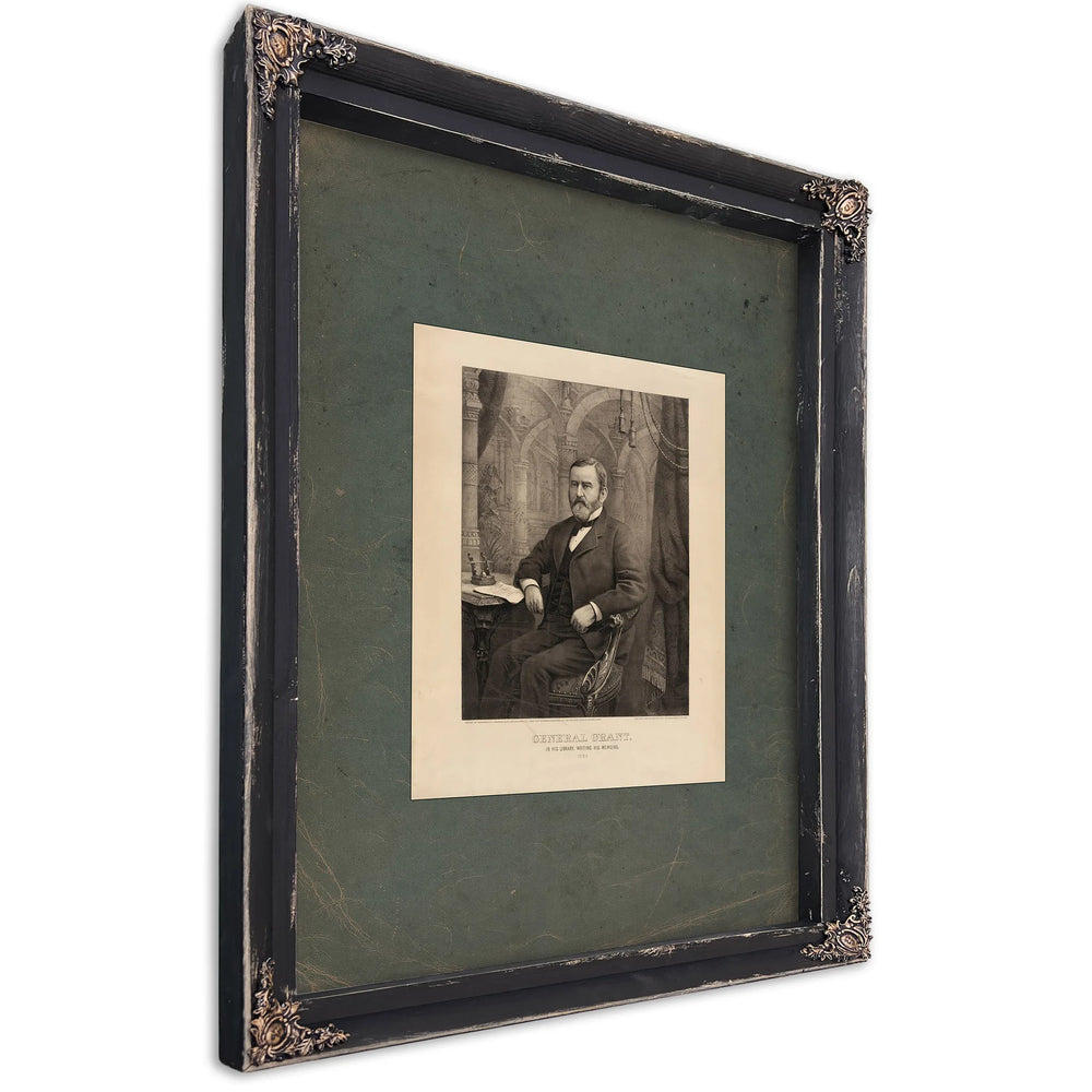 General Grant in His Library Writing His Memoirs 1885 1885 — Ebony Framed Canvas Print | Bella Frye