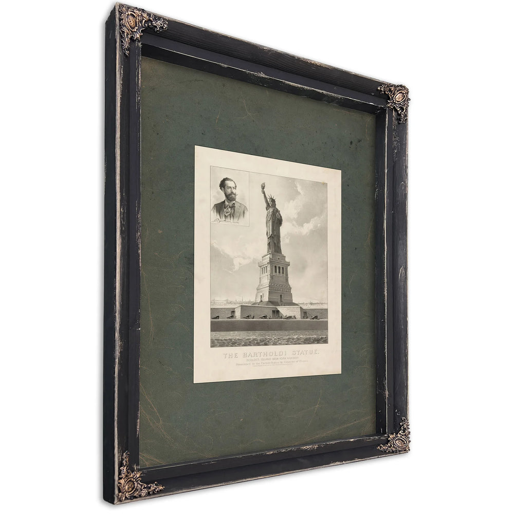 The Bartholdi Statuebedloes Island New York Harborpresented to the United States by Citizens of France 1886 — Ebony Framed Ca