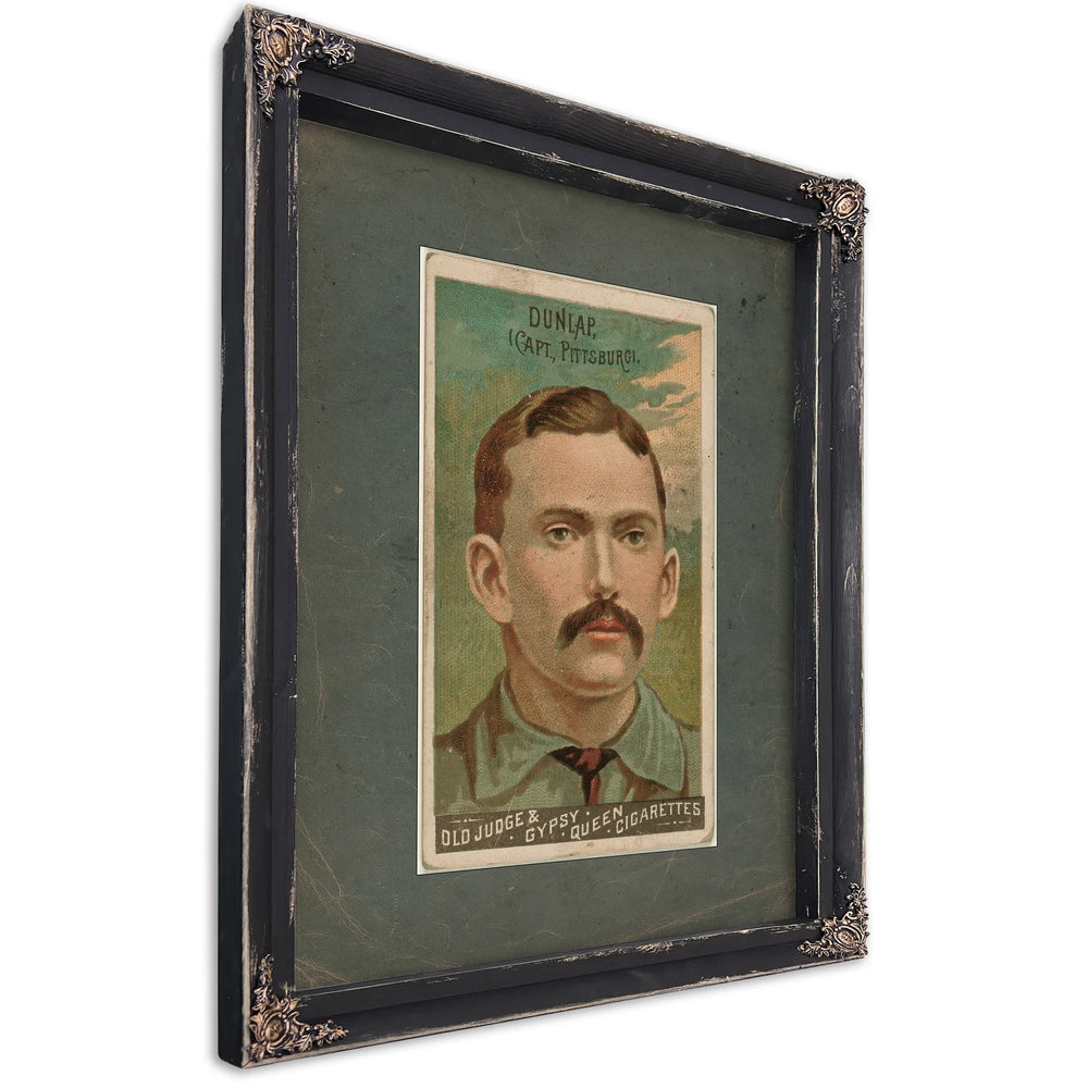 Fred Dunlap Pittsburgh Alleghenys Baseball Card Portrait 6 — Ebony Framed Canvas Print | Bella Frye