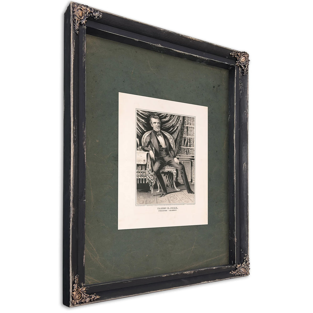 James K Polk Freedoms Champion 1846 — Ebony Framed Canvas Print | Bella Frye