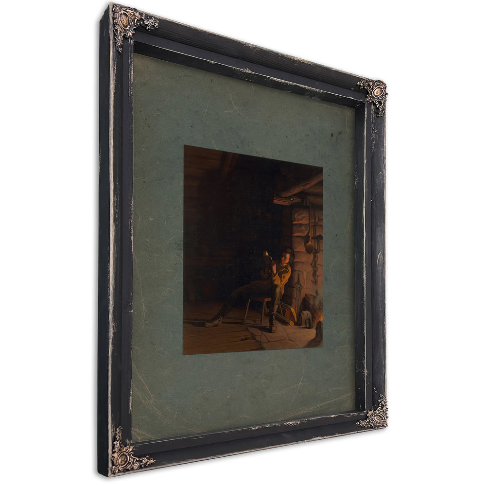 The Boyhood of Lincolnan Evening in the Log Hut 1868 — Ebony Framed Canvas Print | Bella Frye