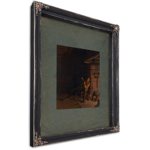 The Boyhood of Lincolnan Evening in the Log Hut 1868 — Ebony Framed Canvas Print | Bella Frye