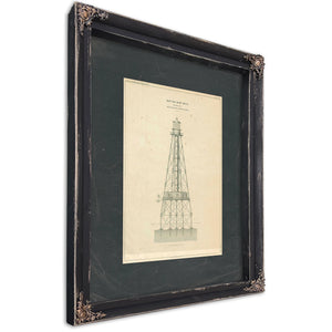 Coffins Patches Lighthouse Blueprint Maritime Architecture of the Florida Reef — Ebony Framed Canvas Print | Bella Frye