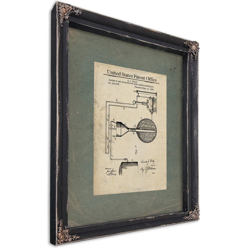 The Alchemists Shortcut Patent for Artificial Spirits Aging — Ebony Framed Canvas Print | Bella Frye