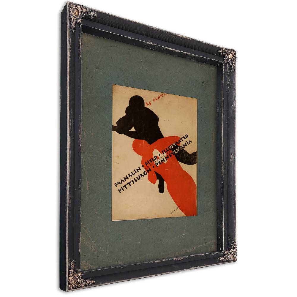November 5 1932 Franklin Field Illustrated for the Pennsylvania Versus Pittsburgh — Ebony Framed Canvas Print | Bella Frye
