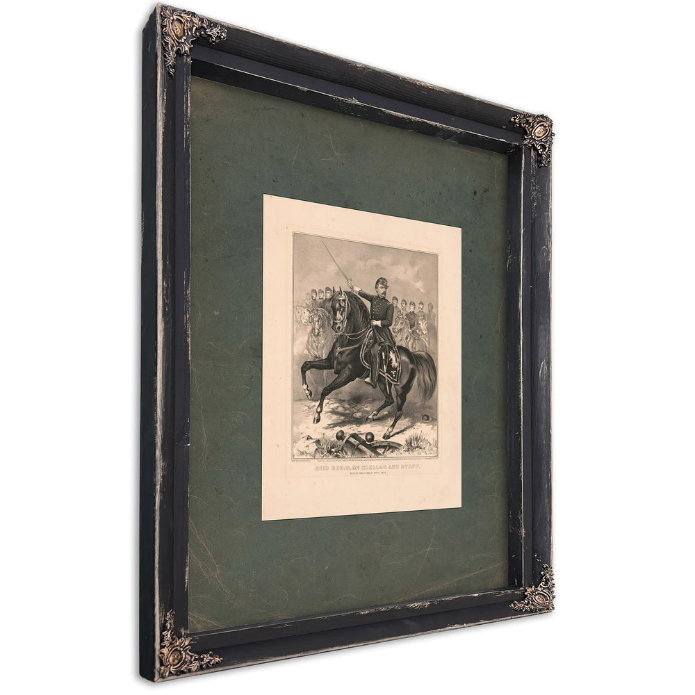 General George Brinton Mcclellan and Staff Before Yorktown Va April 1862 1862 — Ebony Framed Canvas Print | Bella Frye