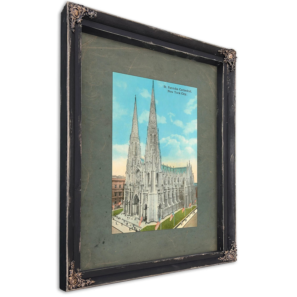 The Gothic Spires of Fifth Avenue a Monument in Stone and Shadow — Ebony Framed Canvas Print | Bella Frye