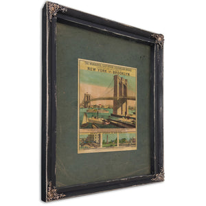 The Wonderful East River Suspension Bridge Connecting the Great Cities of New York and Brooklyn 1883 — Ebony Framed Canvas Pr