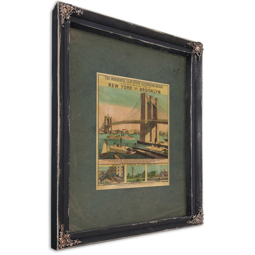 The Wonderful East River Suspension Bridge Connecting the Great Cities of New York and Brooklyn 1883 — Ebony Framed Canvas Pr