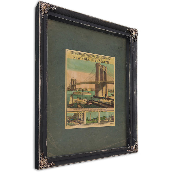 The Wonderful East River Suspension Bridge Connecting the Great Cities of New York and Brooklyn 1883 — Ebony Framed Canvas Pr