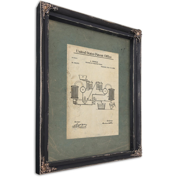The Wehrle Apparatus Patent Blueprint for the Alchemists Vintage — Ebony Framed Canvas Print | Bella Frye