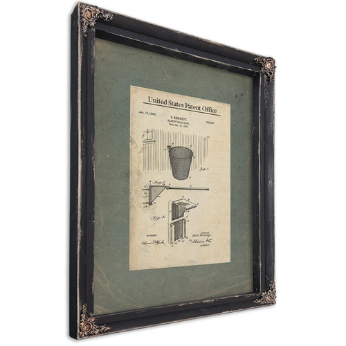 Us Patent No. 1522957 Basketball Goal by B Kennedy January 13 1925 — Ebony Framed Canvas Print | Bella Frye