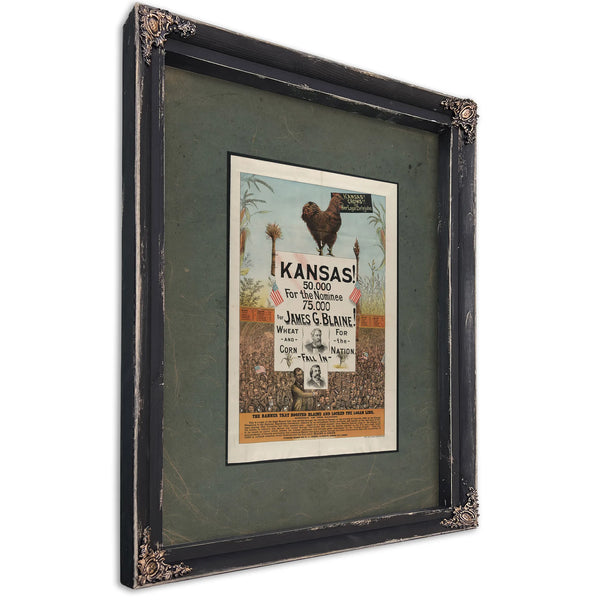 The Banner That Boosted Blaine and Locked the Logan Link 1884 — Ebony Framed Canvas Print | Bella Frye
