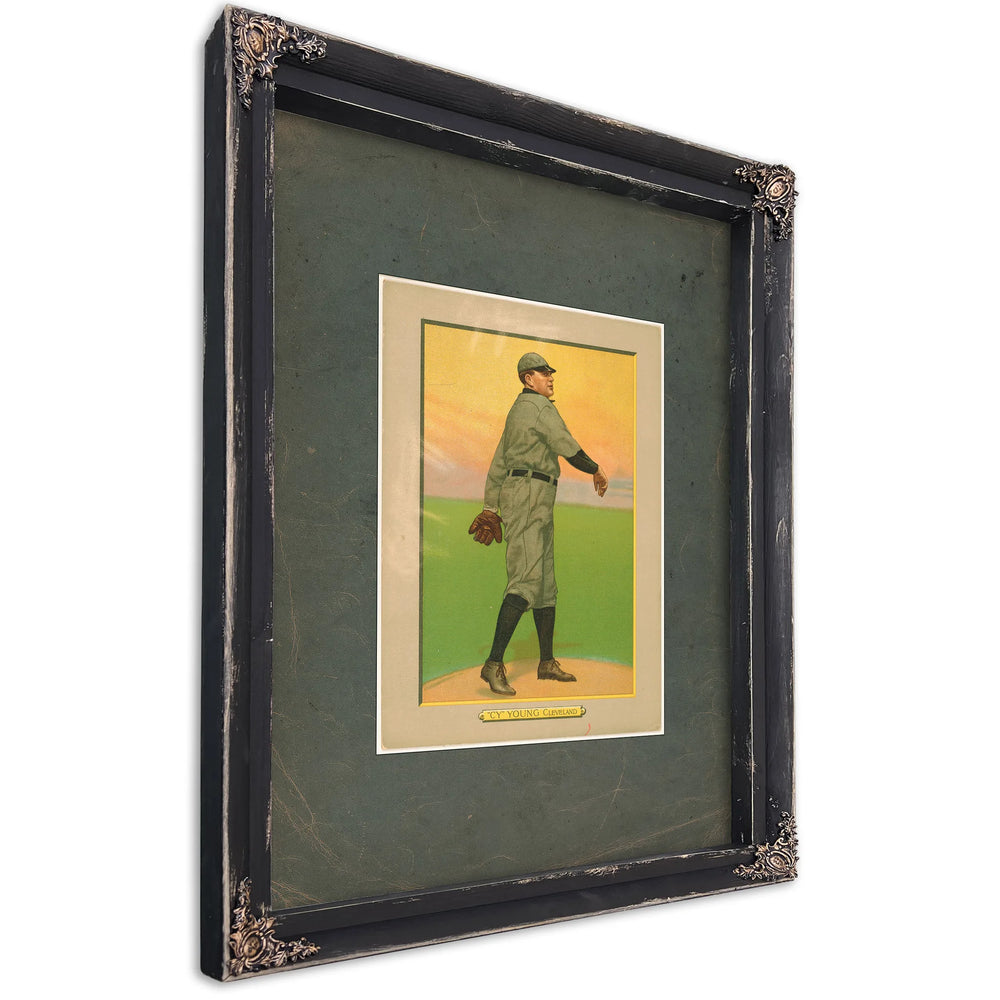 Cy Young Cleveland Naps Baseball Card Portrait 5 — Ebony Framed Canvas Print | Bella Frye