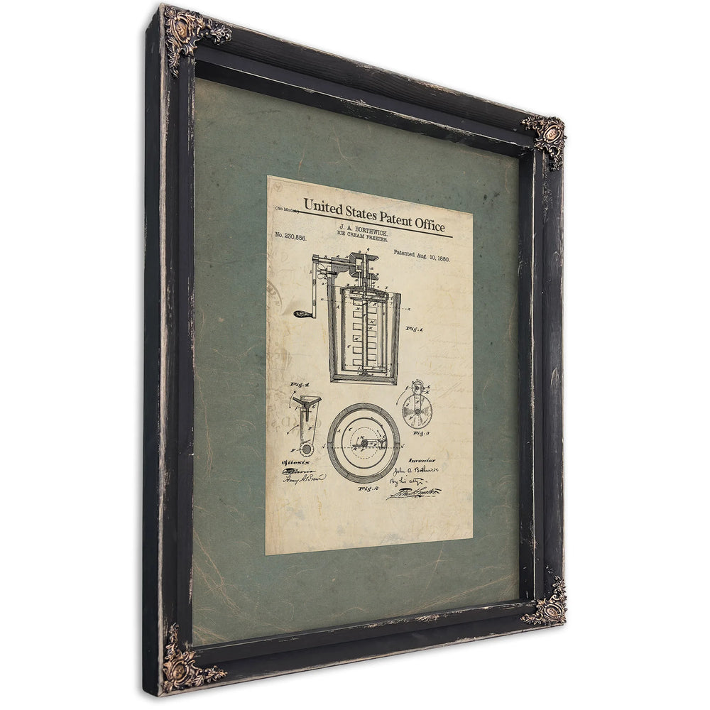 The Borthwick Apparatus Patent for Frozen Confections — Ebony Framed Canvas Print | Bella Frye