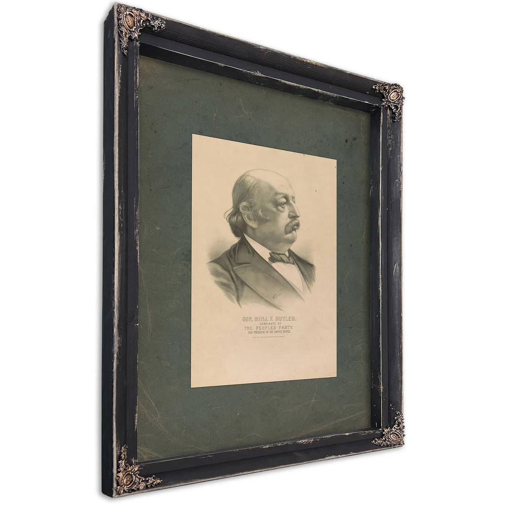 General Benjamin F Butler Candidate of the Peoples Party for President of the United States 1884 — Ebony Framed Canvas Print 