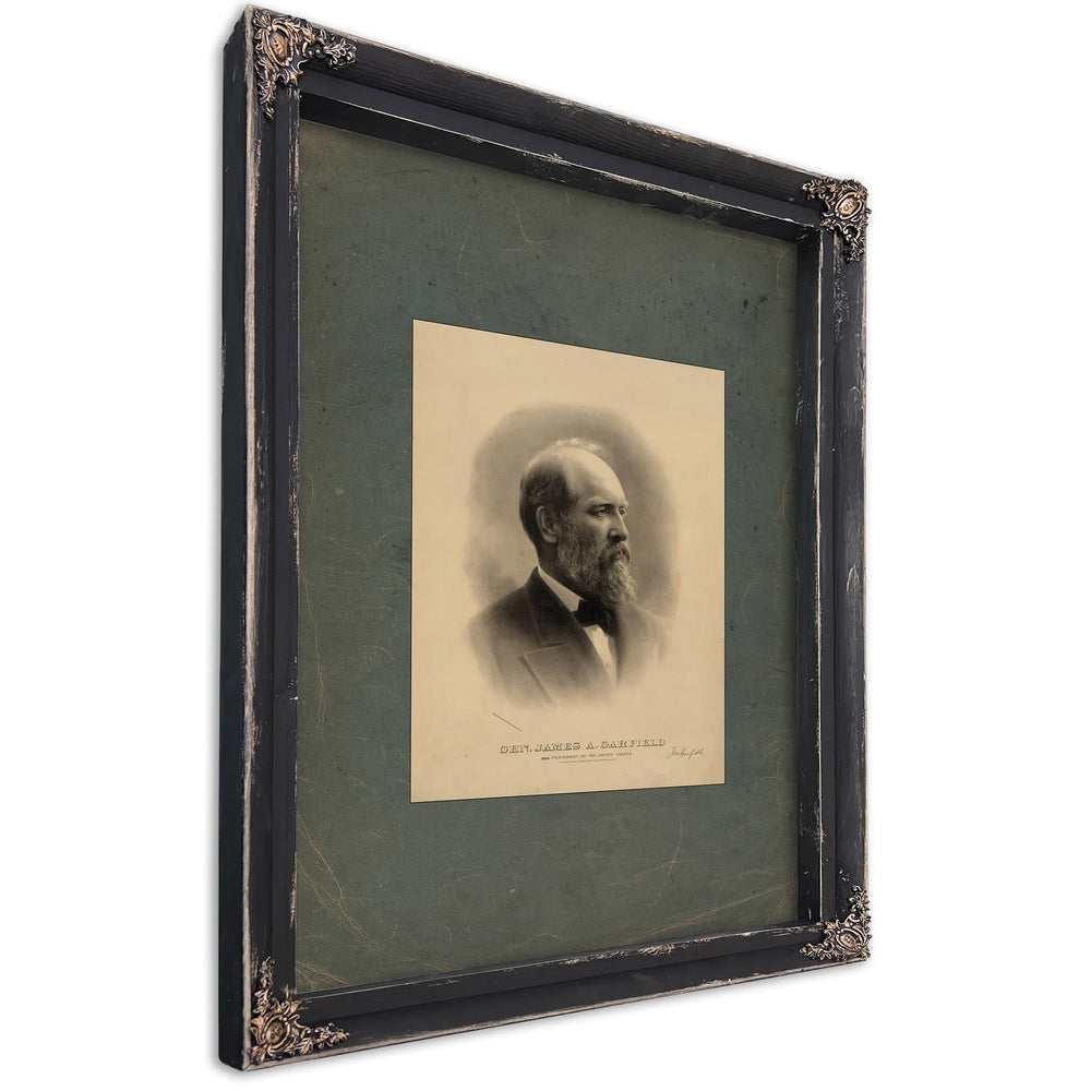Gen James a Garfield 2th President of the United States 1881 — Ebony Framed Canvas Print | Bella Frye