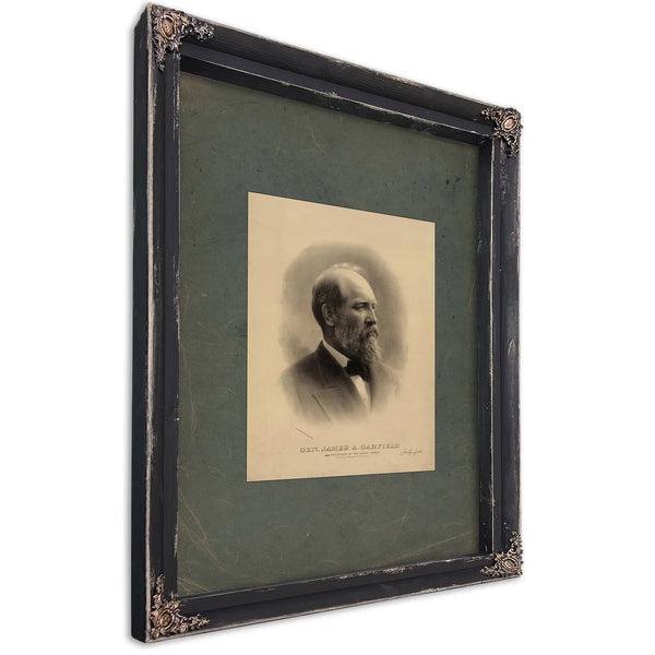Gen James a Garfield 2th President of the United States 1881 — Ebony Framed Canvas Print | Bella Frye