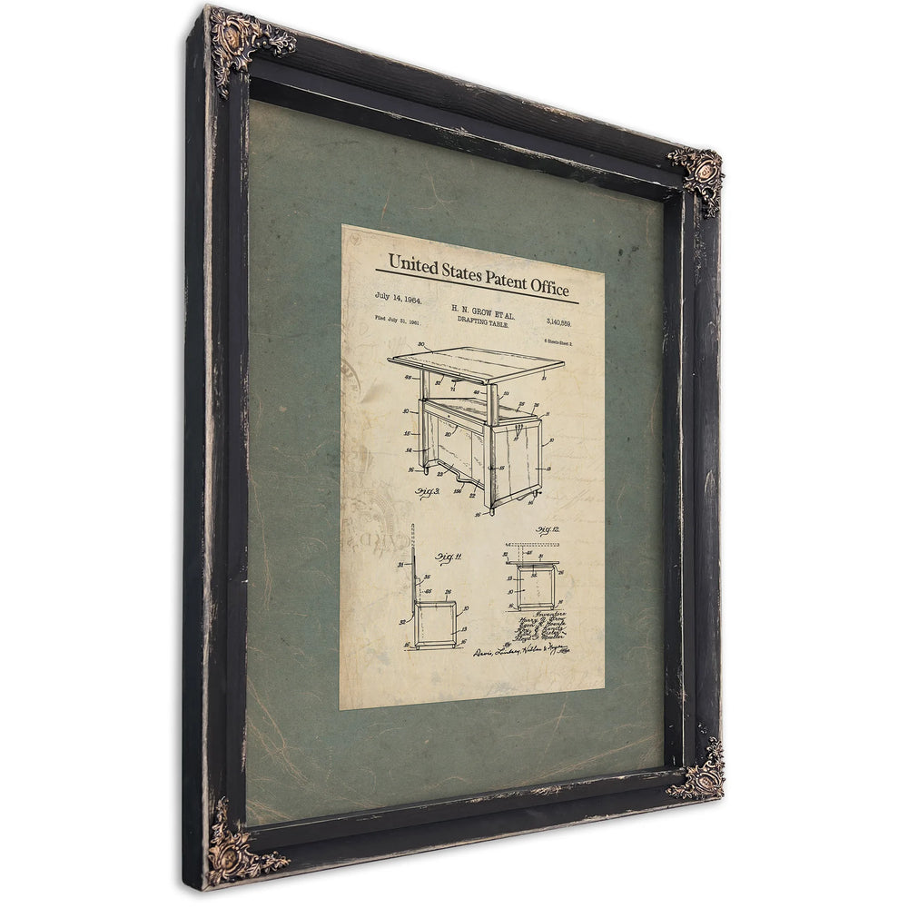The Draftsmans Burden — Patent No. 314559 — Ebony Framed Canvas Print | Bella Frye