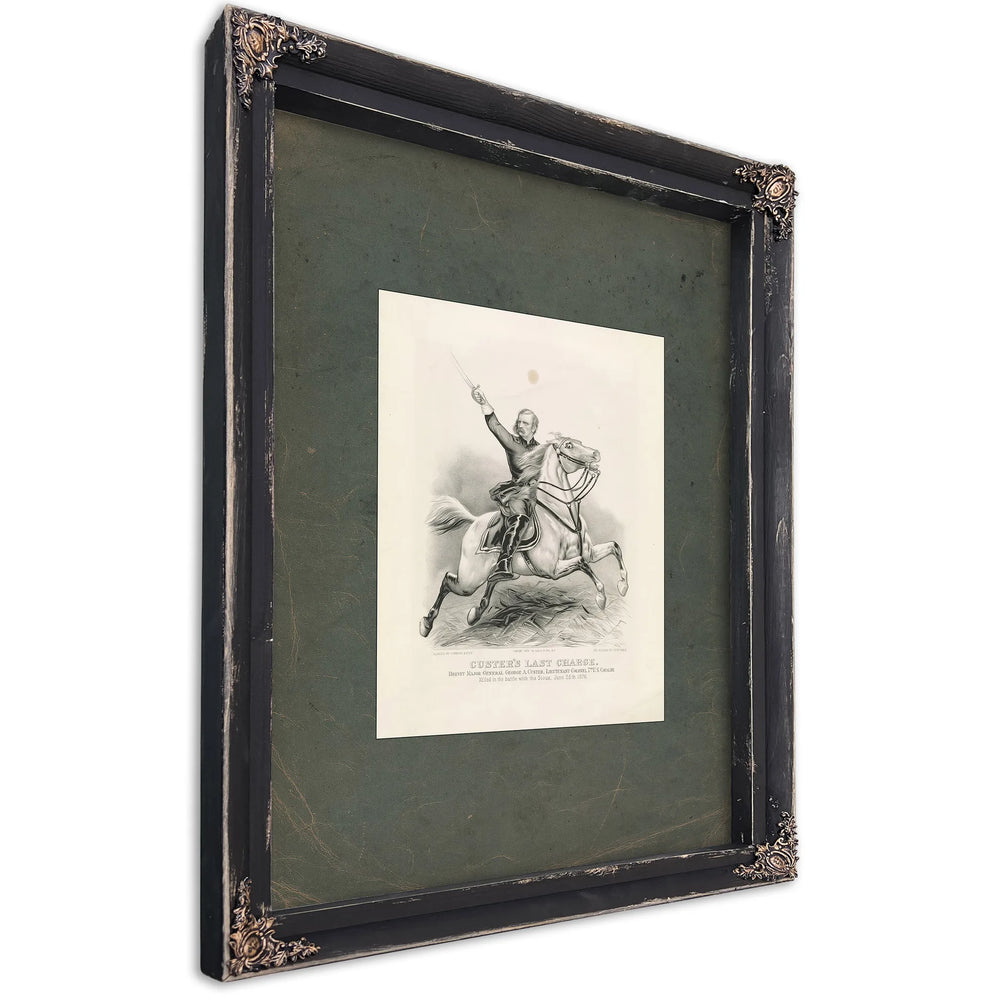 Custers Last Charge_ Brevet Major General George a Custer Lieutenant Colonel 7th Us Cavalry 1876 — Ebony Framed Canvas Print 