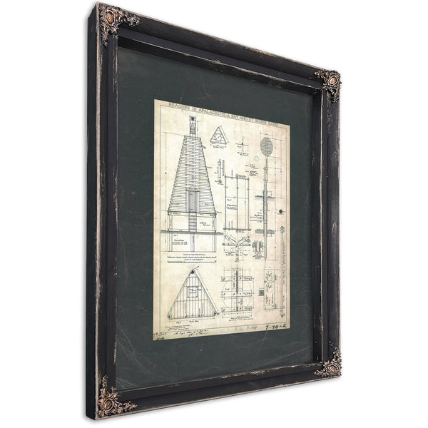 The Keepers Blueprint Apalachicola Lighthouse Engineering Plans of 191 — Ebony Framed Canvas Print | Bella Frye