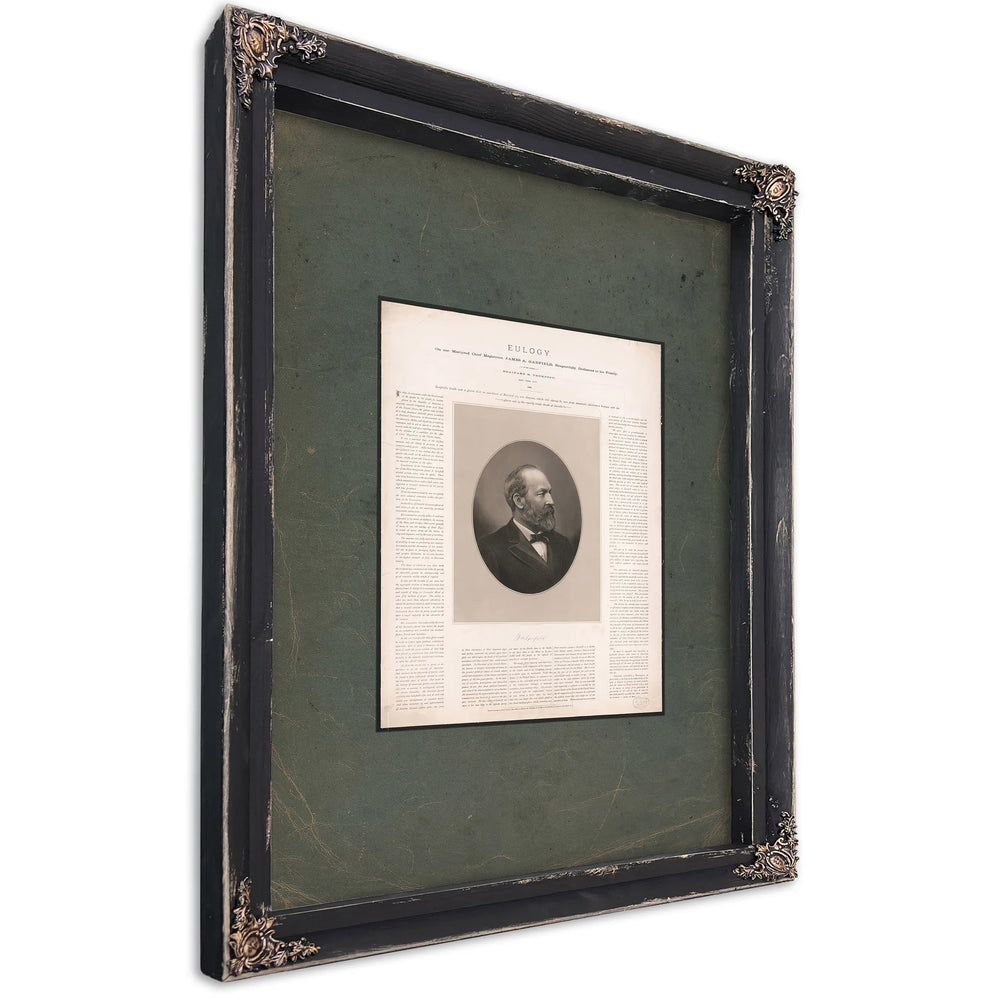 Eulogy on Our Martyred Chief Magistrate James a Garfield Respectively Dedicated to His Family 1888 — Ebony Framed Canvas Prin