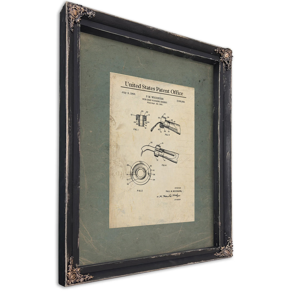 The Woodburn Patent Anatomy of a Pour — Ebony Framed Canvas Print | Bella Frye