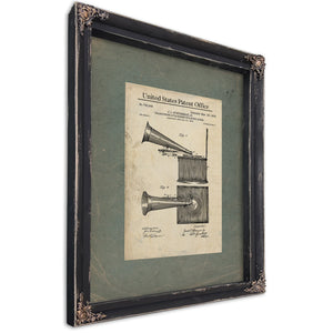 The Schureman Sound Machine Patent Print — Ebony Framed Canvas Print | Bella Frye