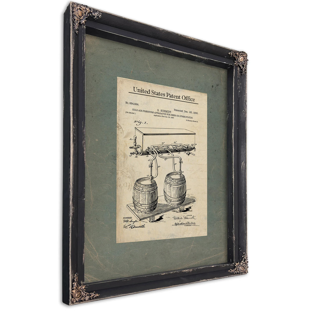 The Publicans Secret Schmidts Pressure Apparatus Patent — Ebony Framed Canvas Print | Bella Frye
