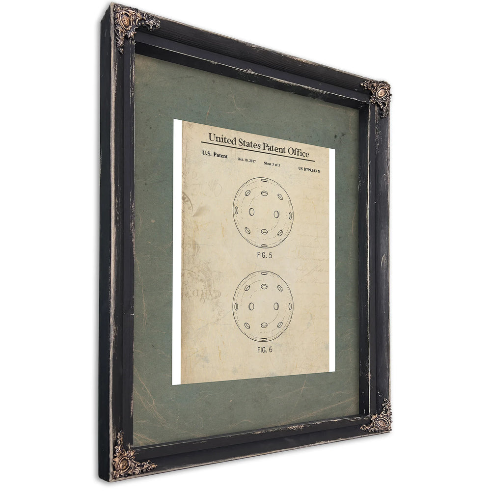 Us Design Patent S Pickleball (217) — Ebony Framed Canvas Print | Bella Frye