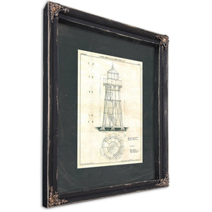 The Keepers Blueprint Mobile Point Light Station Engineering Schematic — Ebony Framed Canvas Print | Bella Frye