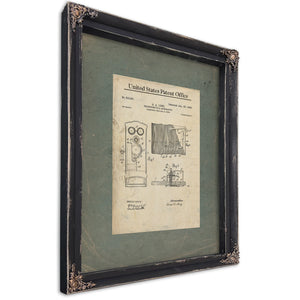 The Long Toll Apparatus — Patent Blueprint of the Coin Operated Telephone — Ebony Framed Canvas Print | Bella Frye