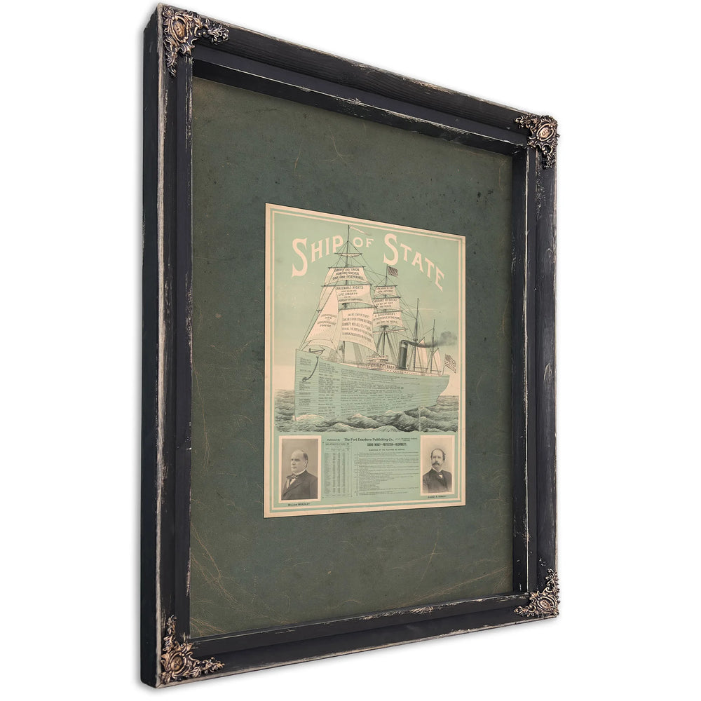 Ship of State William Mckinley Garret a Hobart 1897 — Ebony Framed Canvas Print | Bella Frye