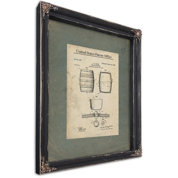 The Coopers Blueprint Patent Vessel No 6113 — Ebony Framed Canvas Print | Bella Frye