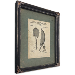 Us Patent No. 455632 Tennis Racket by C Mailings July 12 1891 — Ebony Framed Canvas Print | Bella Frye