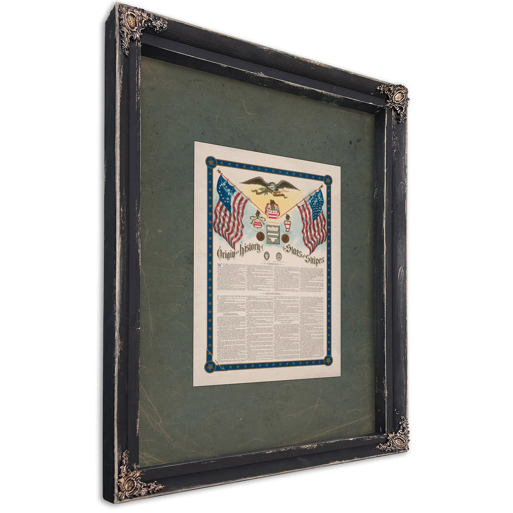 Origin and History of the Stars and Stripes 1899 — Ebony Framed Canvas Print | Bella Frye