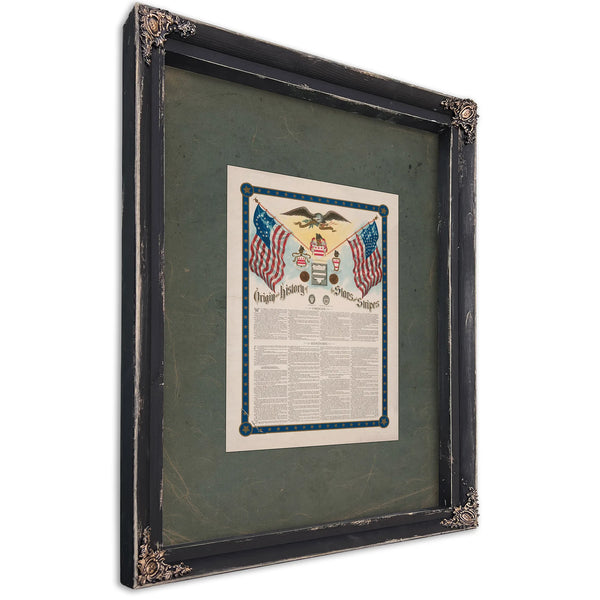 Origin and History of the Stars and Stripes 1899 — Ebony Framed Canvas Print | Bella Frye