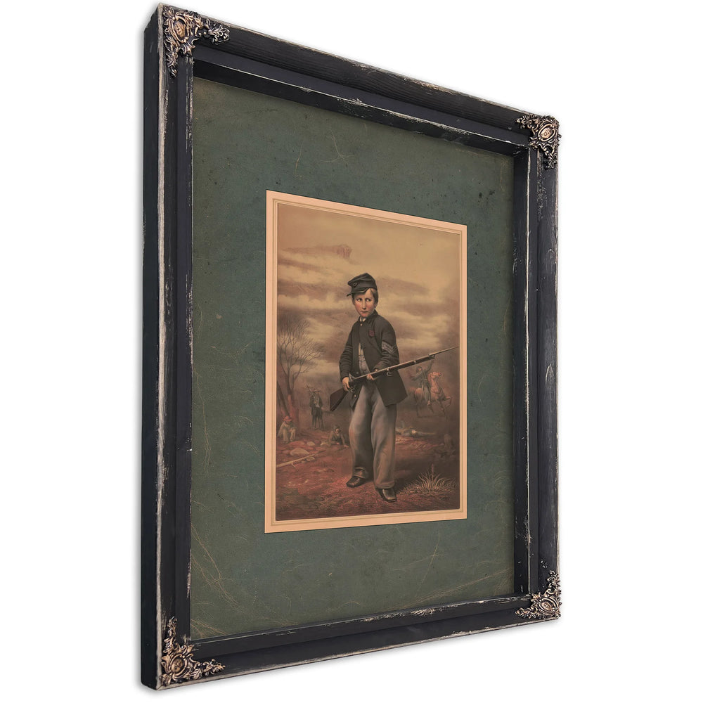 Union Drummer Boy John Clem at Point Lookout Tennessee 1863 188 — Ebony Framed Canvas Print | Bella Frye