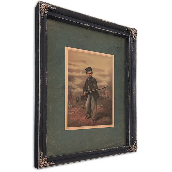 Union Drummer Boy John Clem at Point Lookout Tennessee 1863 188 — Ebony Framed Canvas Print | Bella Frye