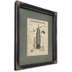 The Hinz Distillation Apparatus Patent Blueprint of Forbidden Spirits — Ebony Framed Canvas Print | Bella Frye