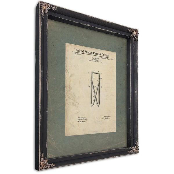 The Klein Paper Clip Patent of 196 — Ebony Framed Canvas Print | Bella Frye
