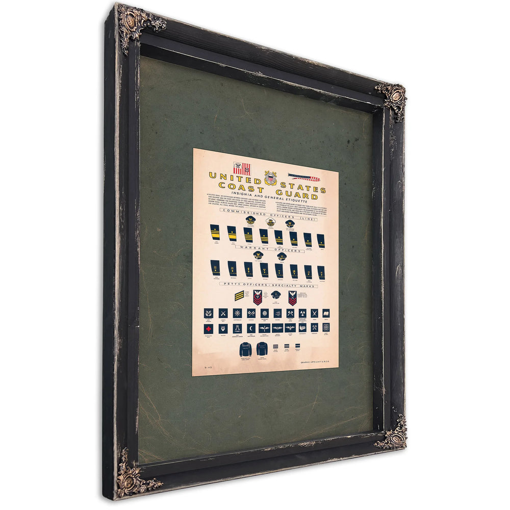 United States Coast Guard Insigna and General Etiquette 1917 — Ebony Framed Canvas Print | Bella Frye